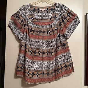 Cato Geometric Patterned Top in Black and Gold